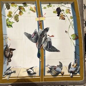Hermes Vintage Bird Print Silk Scarf